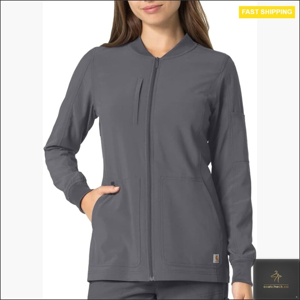 Utility Jacket Front Zip Stretch Dobby Workwear C… - image 1